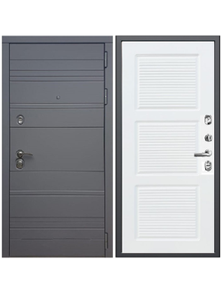 дверь Рекс 14 REX-14 Силк титан /  ФЛ-1 Белый матовый