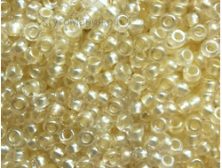 БИСЕР PRECIOSA 10/0 - 50г - 382PY ПРОЗРАЧНЫЙ ГЛЯНЦЕВЫЙ С ПЕРЛАМУТРОВОЙ  СВЕТЛО-ЖЁЛТОЙ ЛИНИЕЙ ВНУТРИ