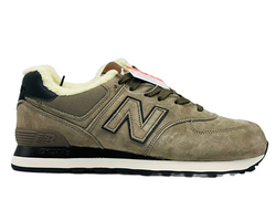 New Balance 574 Olive With Fur с мехом
