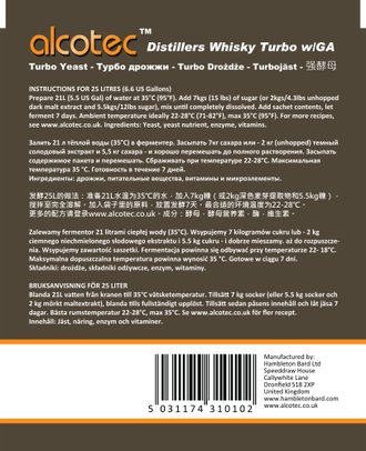 Дрожжи спиртовые "Alcotec" Whisky Turbo, 73 гр