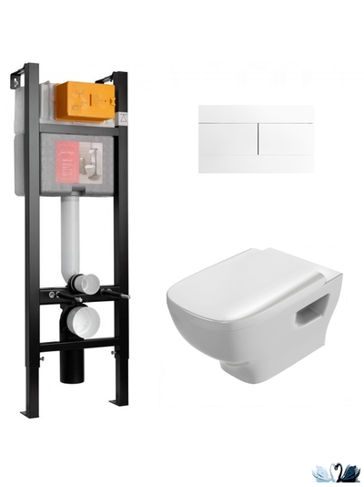 Унитаз Jacob Delafon Struktura c инсталляцией - комплект E21771RU, сиденье микролифт, клавиша белая