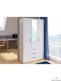 Шон-12 Шкаф распашной с зеркалом 2100х1200х540 Крафт светлый