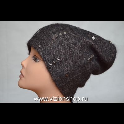 Вязаная коричневая шапка женская Vizio Италия 6112 CL