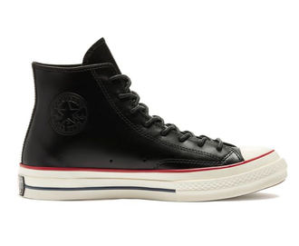 Кеды кожаные Converse Chuck Taylor 70 высокие черные с красной каймой