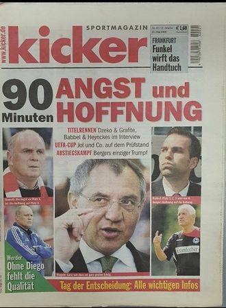 Kicker Magazine 22 May 2009 Иностранные журналы о футболе, Спортивные иностранные журналы, Intpress