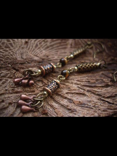 Бохо-серьги &quot;Хвойные веточки&quot;