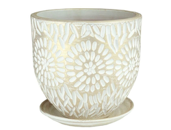 Белый жемчужный оригинальный керамический цветочный горшок диаметр 20 см в стиле "кантри"