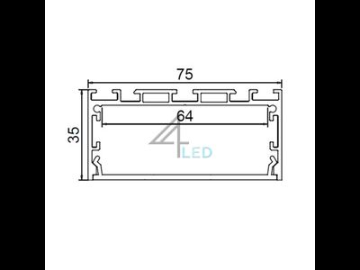 Алюминиевый профиль 4L-7535-2.5m-S ANOD+OPAL