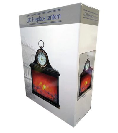 Фонарь "Камин с часами" c USB-кабелем, 42*30*13см, ЦВЕТ: Бронза, Черный