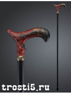 удобная классическая трость с красно черной рукоятью и золотом кольцом