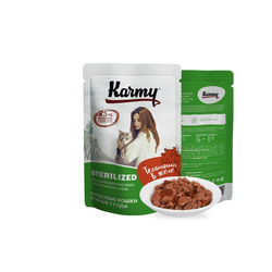 Пауч Karmy (Карми) влажный корм (пауч) для стерилизованных кошек, телятина в желе 80 г