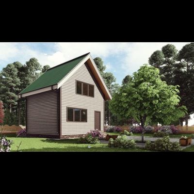Двухэтажный каркасный дом с двумя спальнями 50м² (SK64)