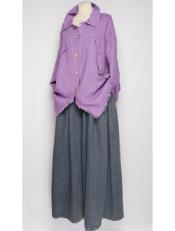 Блуза-жакет лён "КЛАПАНЫ ВИНТАЖНАЯ" сиреневая р.48-56