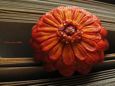 Необычное кольцо-цветок "Мандариновая Календула". Кольцо-календула