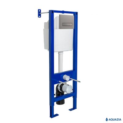 Инсталляция AQUAZIA ATOM 410 для подвесного унитаза, кнопка Atom Line (Матовый никель)