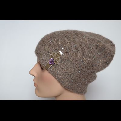 Ореховая меланжевая шапка с украшением Vizio Италия 6926 CL