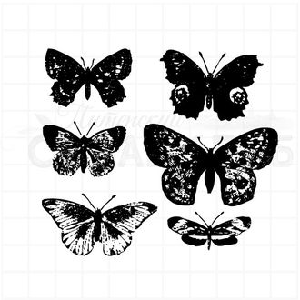 Штамп шесть винтажных бабочек разного размера