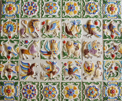 Изразцовая плитка "Древние символы" // 10*10