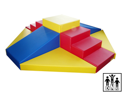 Мягкий модульный Спортивный комплекс «Пирамида» желтый / синий / красный
