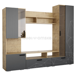 ШМ701 Стенка-центр Стар. Размер: 2400х2000х380. ТВ-ниша: 1200*900