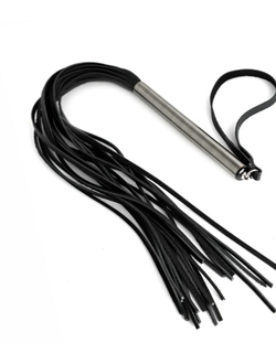 PL-09-bl Плеть малая черная из кожи с бронзовой ручкой - 60 см.