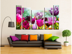 Модульная картина "Поле тюльпанов"