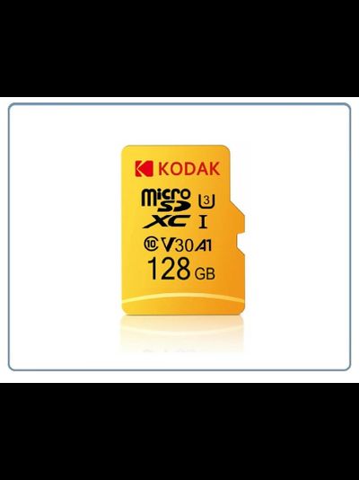Карта памяти Kodak Micro SD, класс 10, UHS-1 U3 V30 A1 на 128 ГБ, чтение 100 МБ/с, запись данных 30 МБ/с, + переходник SD