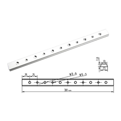 Профиль-слайдер 300 мм с комбинированной резьбой М6 и М8 ДЛЯ ПАЗА 19.2 ММ