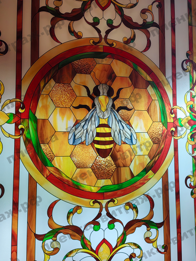 Витражная пленка, витражная пленка самоклеющаяся под заказ,пленочный витраж с классическим рисунком