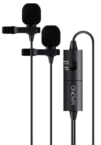 Микрофон петличный 2 шт. на одном кабеле MAONO AU-200 6 м (черный)
