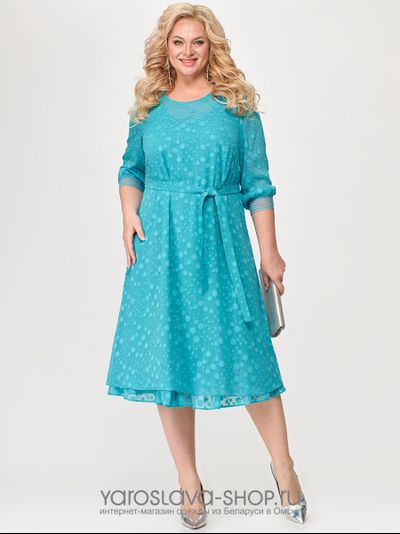 Нарядное шифоновое платье бирюзового цвета