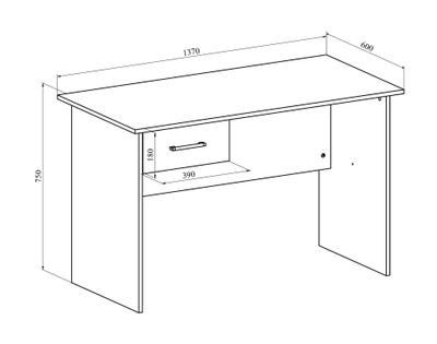 Стол офисный ОФ-113К с тумбой ОФ-26 Венге
