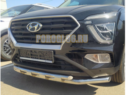 Защита переднего бампера с перемычками d60/42 для для Hyundai Creta 2021-