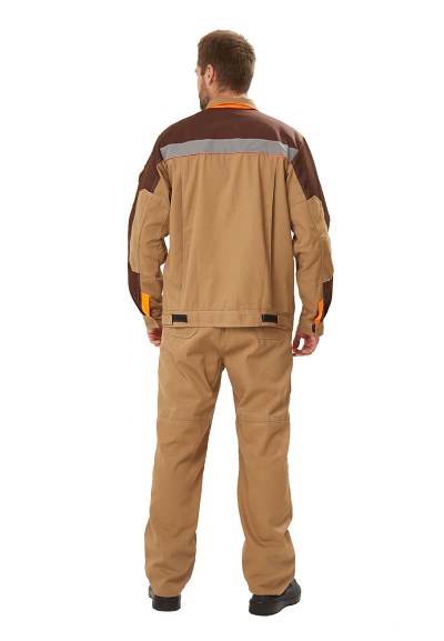 Костюм "РОЛЬФ" куртка/полукомбинезон, цвет: БЕЖЕВЫЙ/КОРИЧНЕВЫЙ, ткань: Твил-210