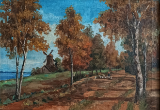 "Осенний пейзаж" холст масло Егоров А.А. 1920-е годы