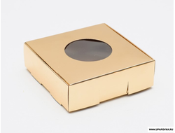 Коробка для печенья с окном Золотая 10 х 10 х 3 см