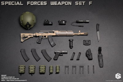 Автомат АК-74М с комплектом аксессуаров и снаряжения (Special Forces Weapon Set) - 1/6 (06045F) - Easy&Simple