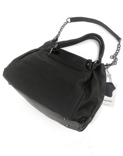 (АРТИКУЛ: 9744/92) СУМКА ЖЕНСКАЯ БОЛЬШАЯ, НАТУРАЛЬНАЯ КОЖА, ЧЕРНАЯ, С ЦЕПОЧКОЙ