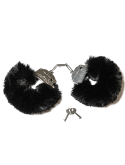 04995 Дерзкие наручники с пушистым черным мехом Be Mine