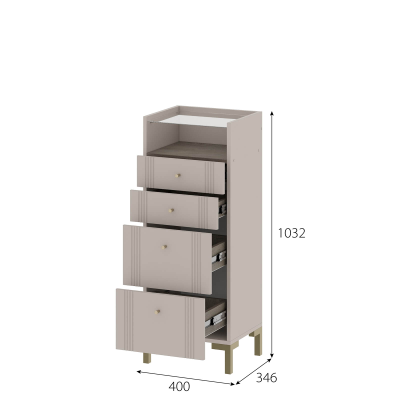 Одетта Комод 4 ящика (КМ2)  Дуб Эндгрей/Меланж