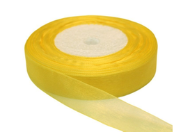 Лента органза 2 см, рулон (50м.), жёлтый