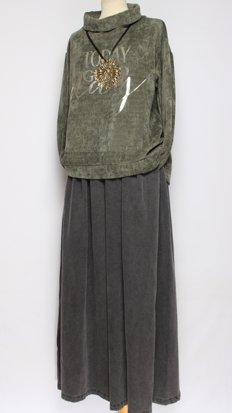 ДЖЕМПЕР БОХО "КИМОНО ВЕЛЮР" хаки до р.54