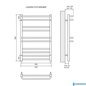 Полотенцесушитель водяной Lemark Linara LM04810 П10 500x800