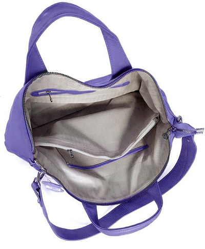 (АРТИКУЛ: 9618/1/82) СУМКА ЖЕНСКАЯ, БОЛЬШАЯ, НАТУРАЛЬНАЯ КОЖА, СИРЕНЕВАЯ, С ШИРОКИМ ПЛЕЧЕВЫМ РЕМНЕМ