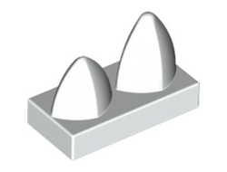 Tile, Modified 1 x 2 with 2 Teeth Vertical, White (15209 / 6046384)