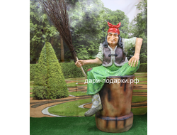 БАБА ЯГА в ступе с метлой 122*74 см  22кг   полистоун Россия 19459/012650