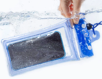 Чехол водонепроницаемый СЛЕДОПЫТ для смартфонов (6,5`) и документов с нашейным шнуром, голубой