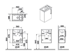 Модуль с квадратной раковиной, Vitra Root, 45 см, с дверцей, матовый темно-синий, левосторонний, 68060
