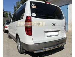 Защита заднего бампера двойная с перемычками d60/42 для Hyundai H-1 Grand Starex (2007-2018)