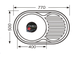 Мойка кухонная врезная 7750, 770х500, 0,8 мм, полированная, Premial